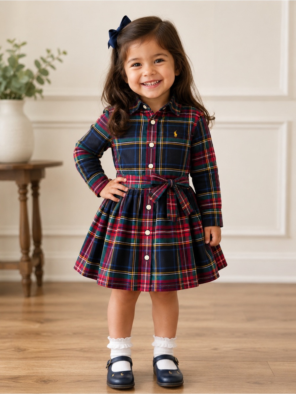 Polo Ralph Lauren Red & Green Plaid Button-Front Dress - size 3T w/ Bloomers